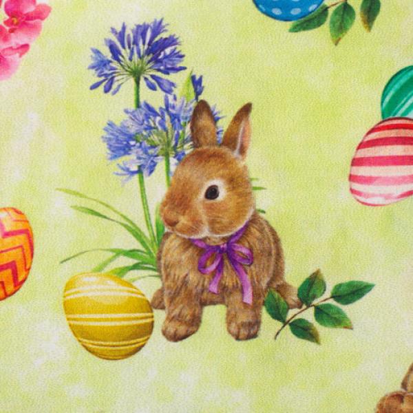 Bauwoll Druck Hasen auf Hellgrün von Happy Easter by Swafing 
